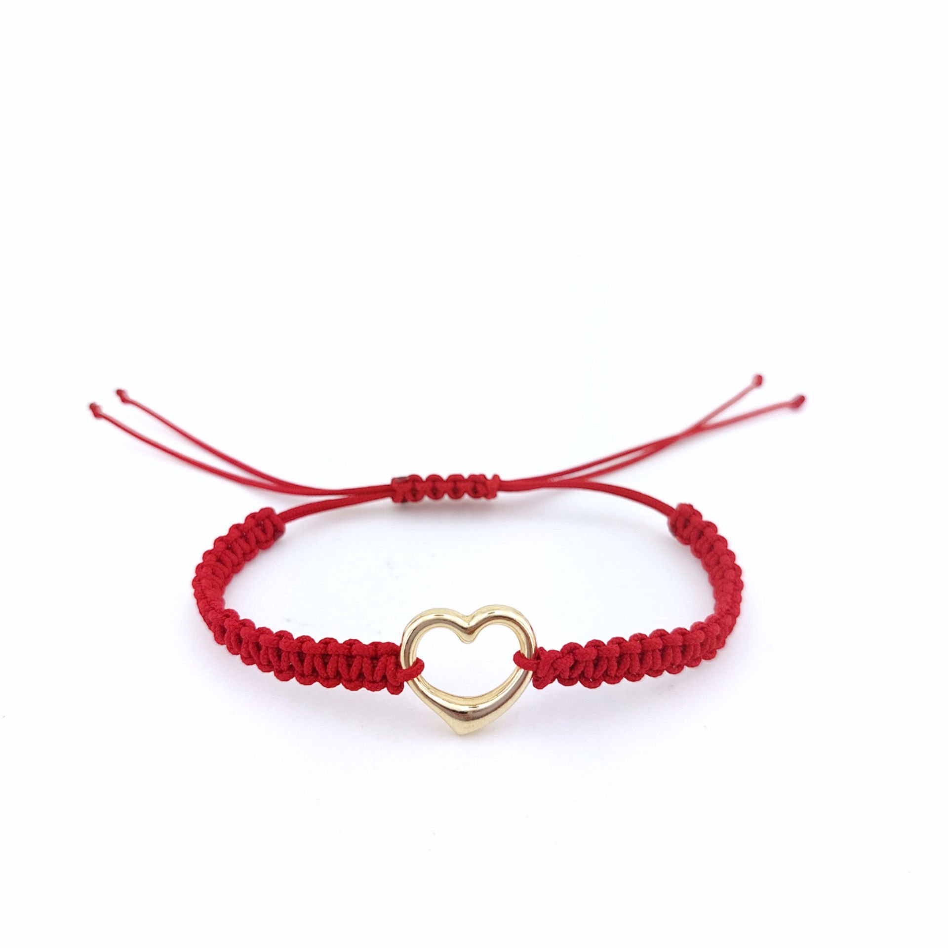 14 Ayar Altın Kalpli Örgü Bileklik - Sevgililer Günü Hediyesi ABYBLK0132