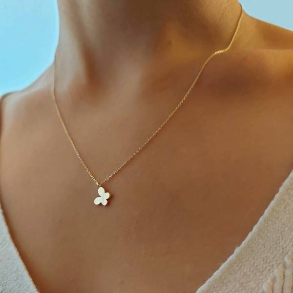 Sade Kelebek Kolye 14 Ayar Altın 1.35 Gram