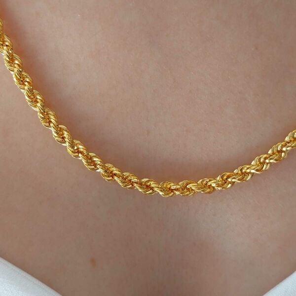 14 Ayar Altın Halat Burgu Zincir 60 Cm 9.00 Gram 4mm