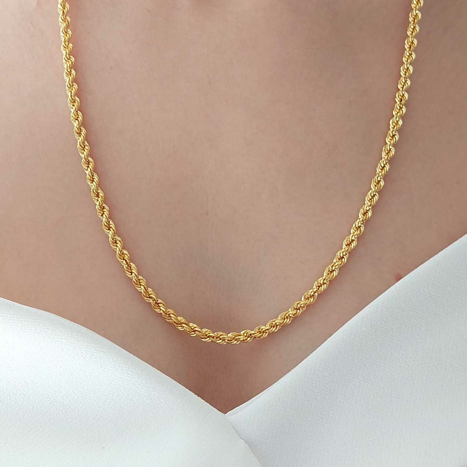 14 Ayar Altın Halat Burgu Zincir 60 Cm 9.00 Gram 4mm