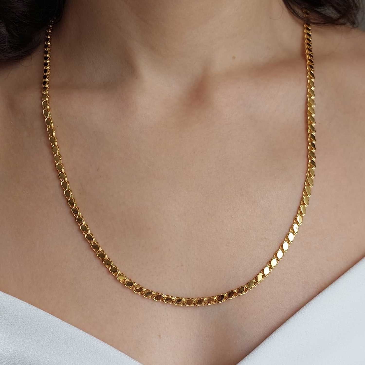 14 Ayar Altın Pullu Zincir 4mm 8.50 Gram 60cm