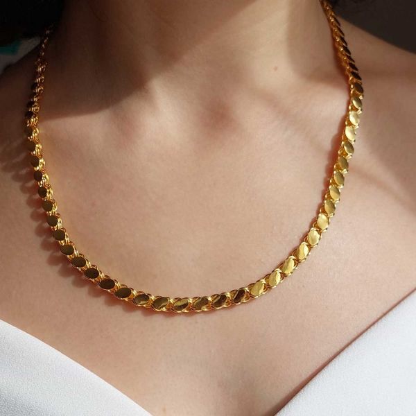 14 Ayar Altın Pullu Zincir 5mm 13.90 Gram 55cm