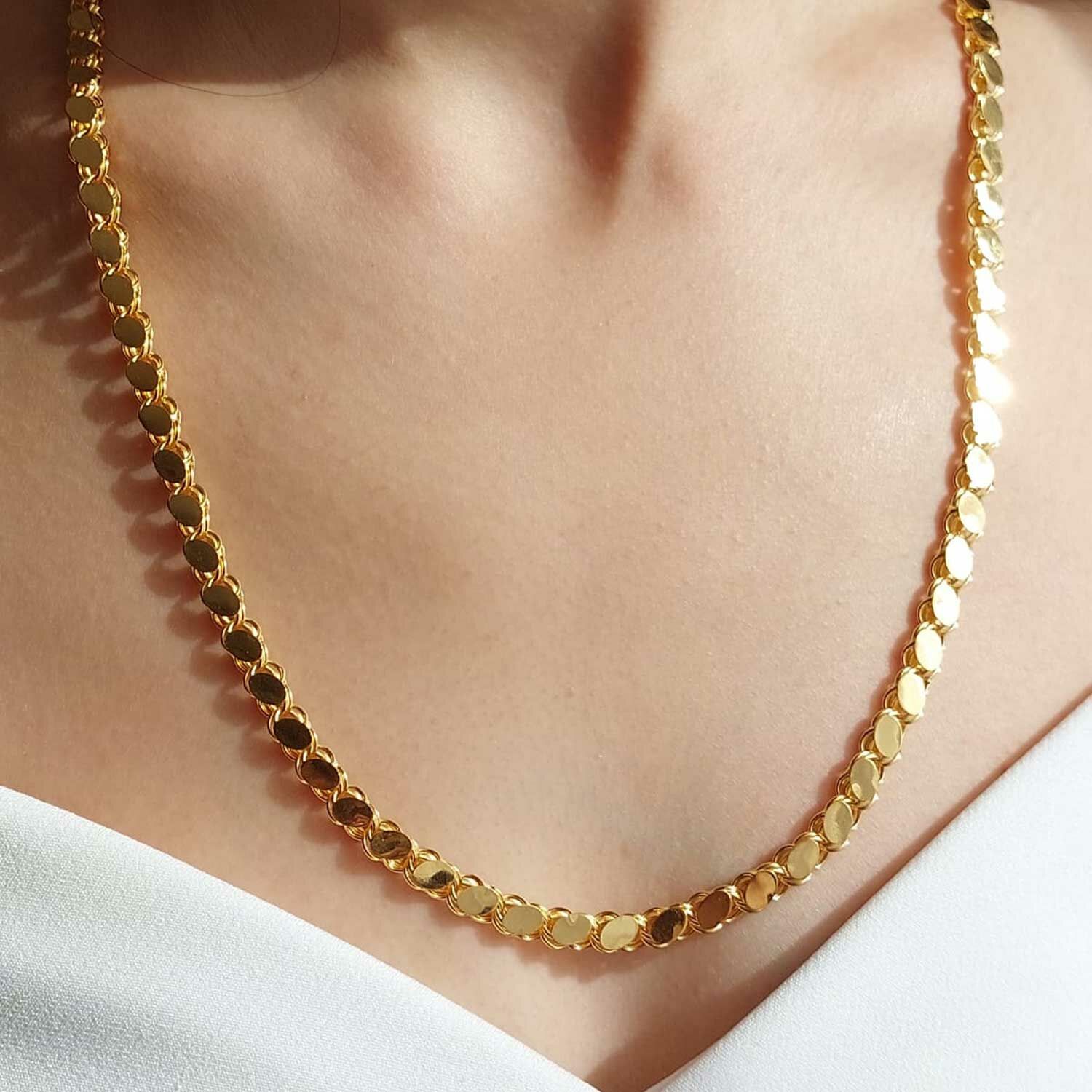 14 Ayar Altın Pullu Zincir 5mm 16.20 Gram 65cm