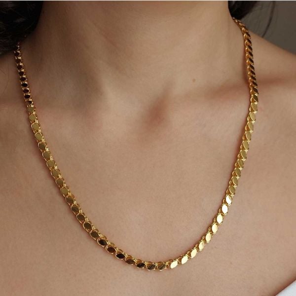 14 Ayar Altın Pullu Zincir 4.5mm 10.25 Gram 55cm