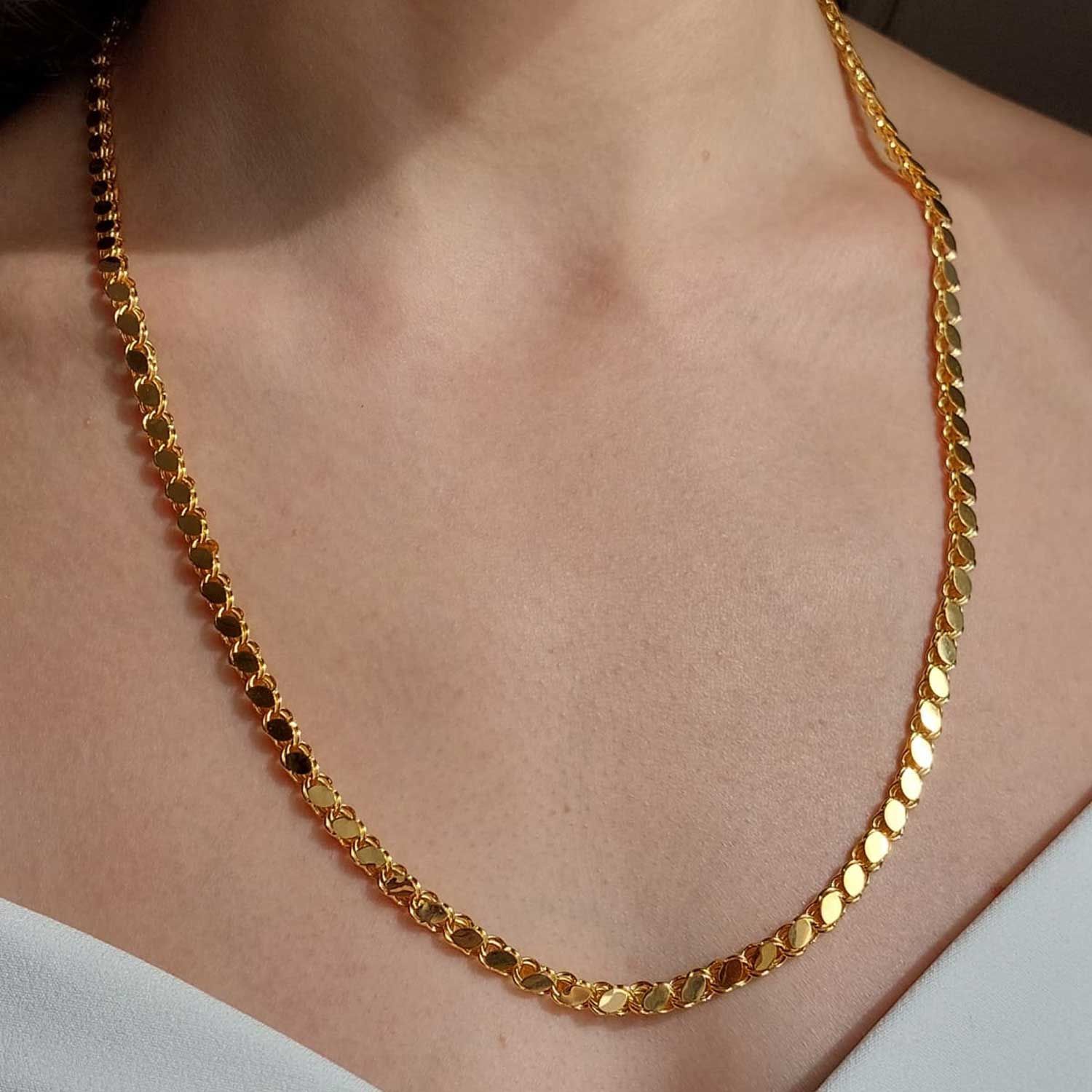 14 Ayar Altın Pullu Zincir 4.5mm 11.25 Gram 60cm