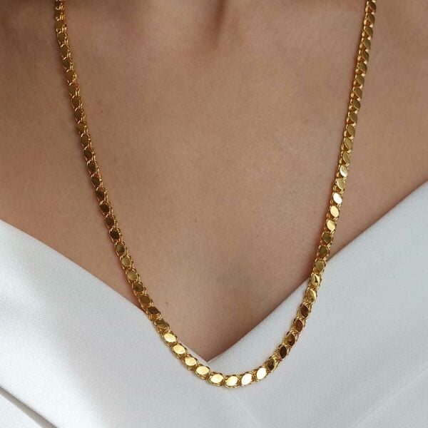 14 Ayar Altın Pullu Zincir 4.5mm 12.10 Gram 65cm