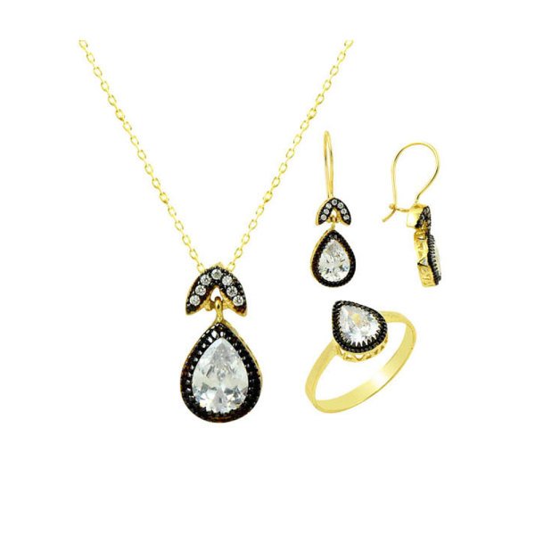 Damla Model Altın Üçlü Set