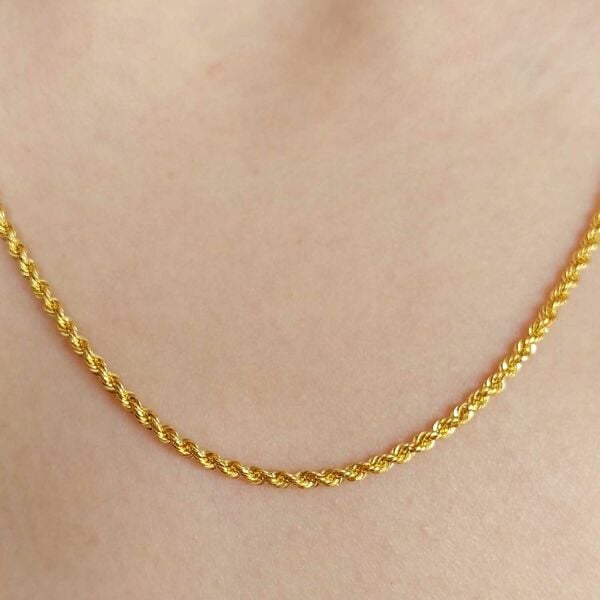 22 Ayar Altın Halat Burgu Zincir Kolye 50 Cm 3.92 Gram(Kalınlık 2mm) ABY22ZC002