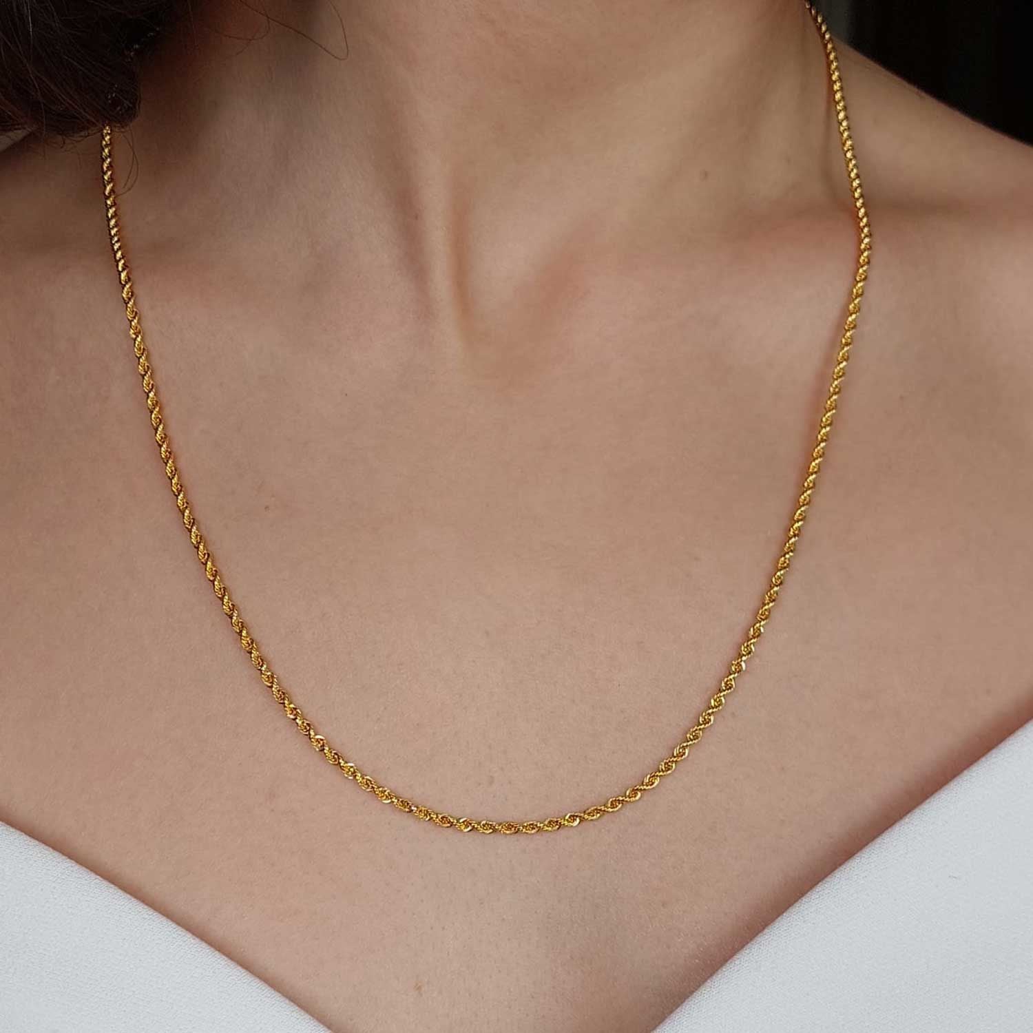 22 Ayar Altın Halat Burgu Zincir Kolye 55 Cm 4.35 Gr. (Kalınlık 2mm) ABY22ZC003