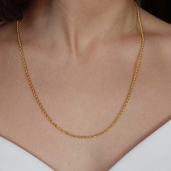 22 Ayar Altın Halat Burgu Zincir Kolye 55 Cm 4.35 Gr. (Kalınlık 2mm) ABY22ZC003