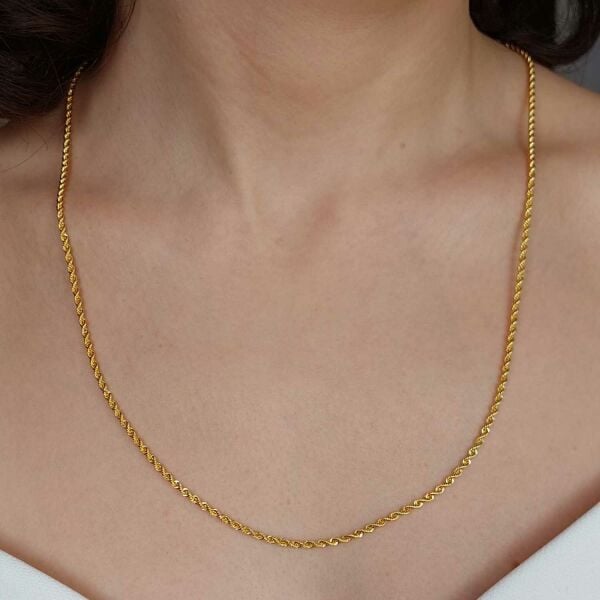 22 Ayar Altın Halat Burgu Zincir Kolye 60 Cm 4.79 Gr. (Kalınlık 2mm) ABY22ZC004