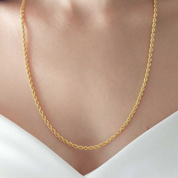22 Ayar Altın Halat Burgu Zincir Kolye 60 Cm 10.59 Gr. (Kalınlık 3mm) ABY22ZC007