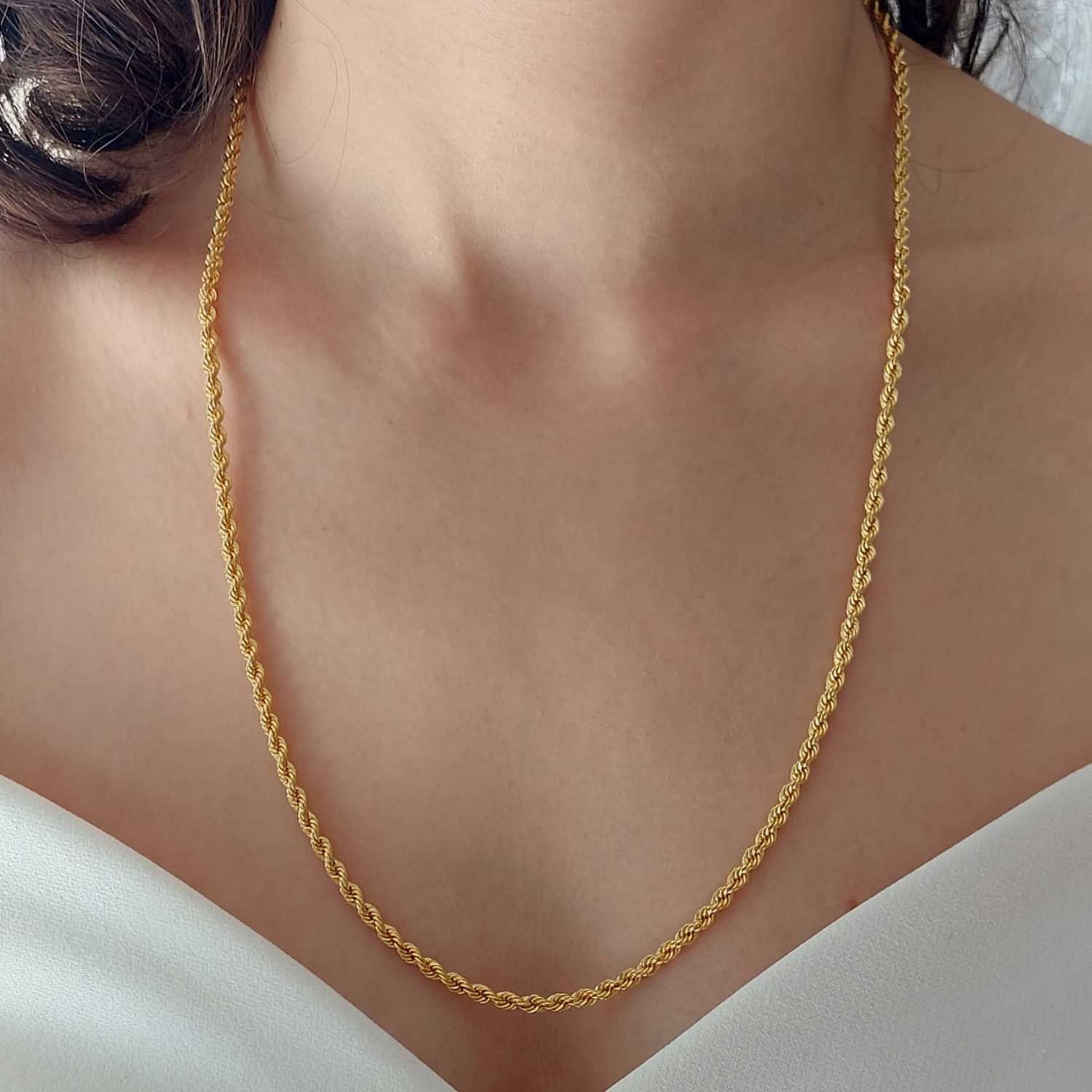 22 Ayar Altın Halat Burgu Zincir Kolye 60 Cm 10.59 Gr. (Kalınlık 3mm) ABY22ZC007