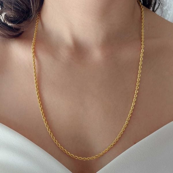 22 Ayar Altın Halat Burgu Zincir Kolye 60 Cm 10.59 Gr. (Kalınlık 3mm) ABY22ZC007