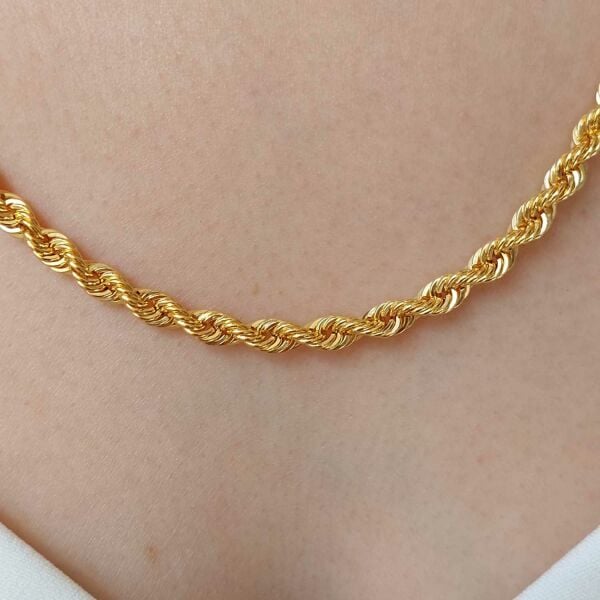 22 Ayar Altın Halat Burgu Zincir Kolye 60 Cm 14.28 Gr. (Kalınlık 4mm) ABY22ZC010