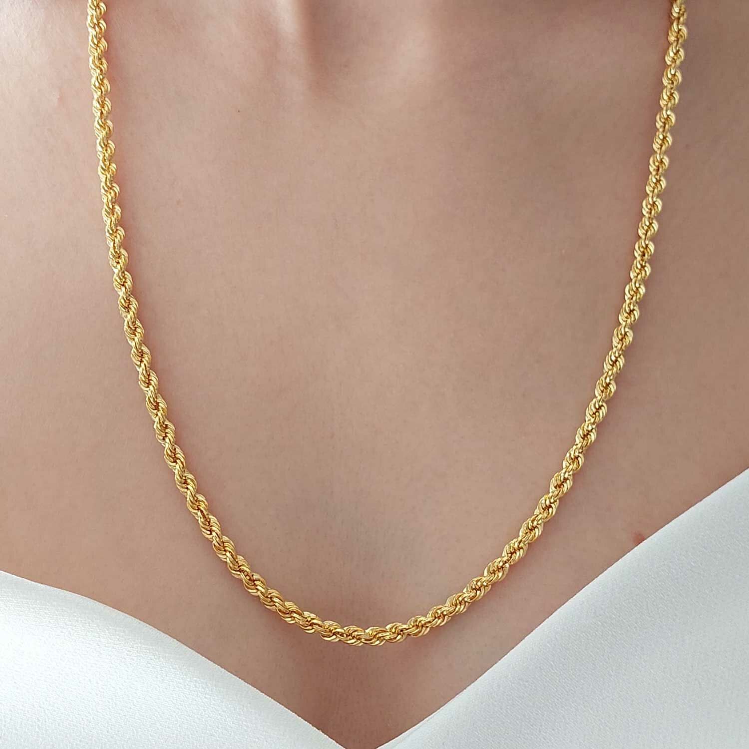 22 Ayar Altın Halat Burgu Zincir Kolye 60 Cm 14.28 Gr. (Kalınlık 4mm) ABY22ZC010