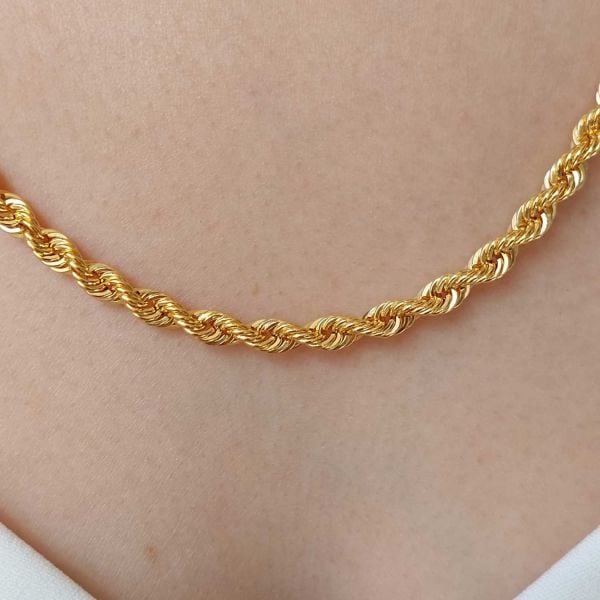 22 Ayar Altın Halat Burgu Zincir Kolye 65 Cm 15.18 Gr. (Kalınlık 4mm) ABY22ZC011