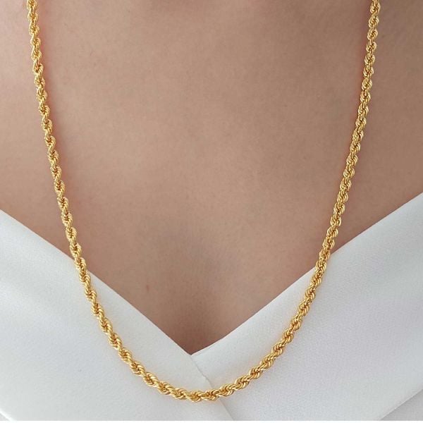 22 Ayar Altın Halat Burgu Zincir Kolye 65 Cm 15.18 Gr. (Kalınlık 4mm) ABY22ZC011