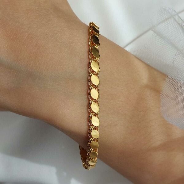 22 Ayar Altın Arpa Pullu Zincir Bileklik (5mm Kalınlık) 19 Cm 7.30 Gr. ABY22BL005