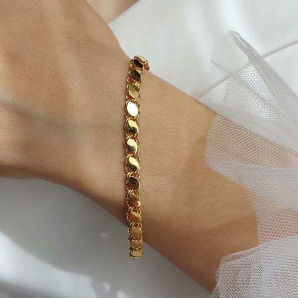 22 Ayar Altın Arpa Pullu Zincir Bileklik (5mm Kalınlık) 19 Cm 7.30 Gr. ABY22BL005