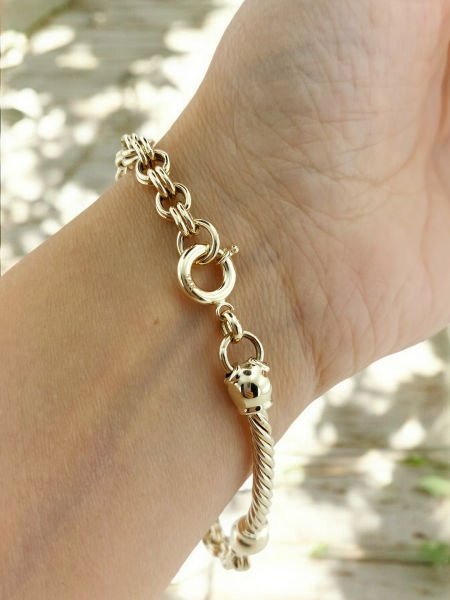 14 Ayar Altın Kalp Charmlı Bileklik Özel Tasarım - Romantik ve Şık