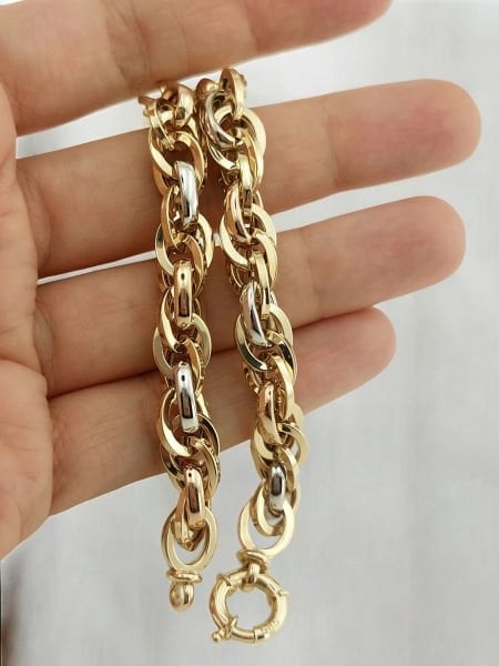 14 Ayar Altın Üç Renkli Hallow Bileklik 12.60 Gram - ABYBLK0129