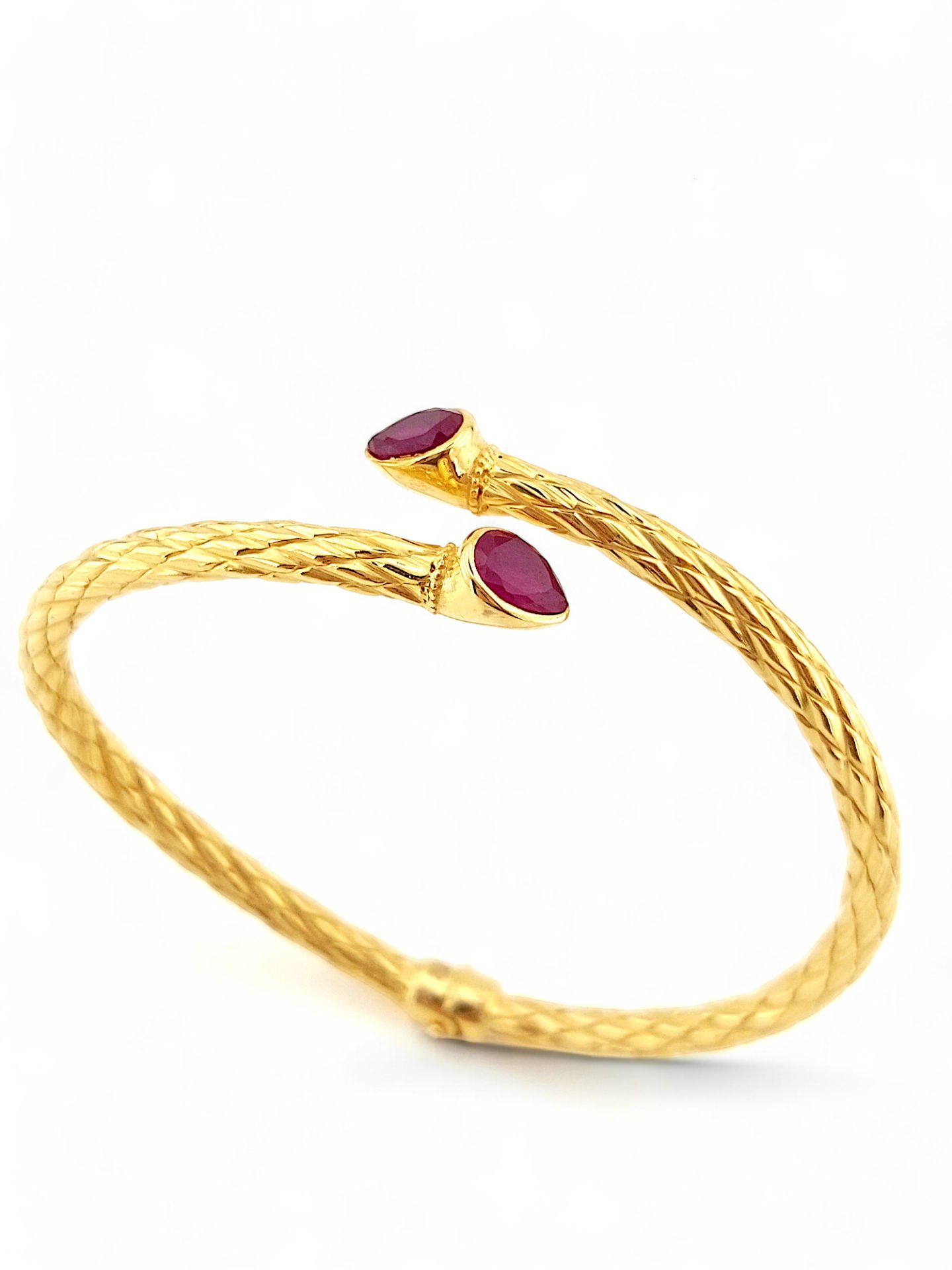 22 Ayar Altın Kelepçe Bilezik Pembe Taşlı 11.50 Gram ABY22KLP003