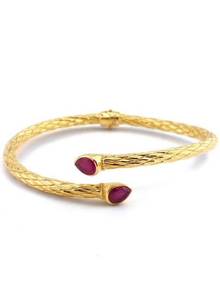 22 Ayar Altın Kelepçe Bilezik Pembe Taşlı 11.50 Gram ABY22KLP003