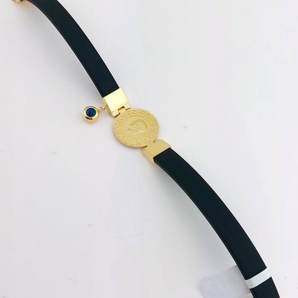 Çeyrek Altınlı Kauçuk Kordonlu Bileklik  ABYBLK0140