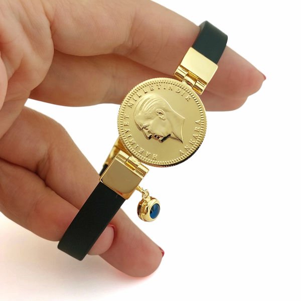 Ata Tam Altınlı Kauçuk Kordonlu Bileklik  ABYBLK0142
