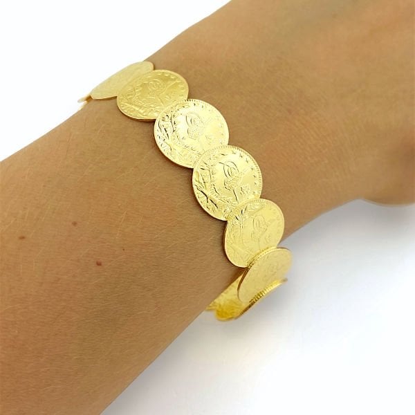 15 Reşat Çeyrekli Komple 22 Ayar Altın Kelepçe Bilezik 30.30 gr ABY22BL037