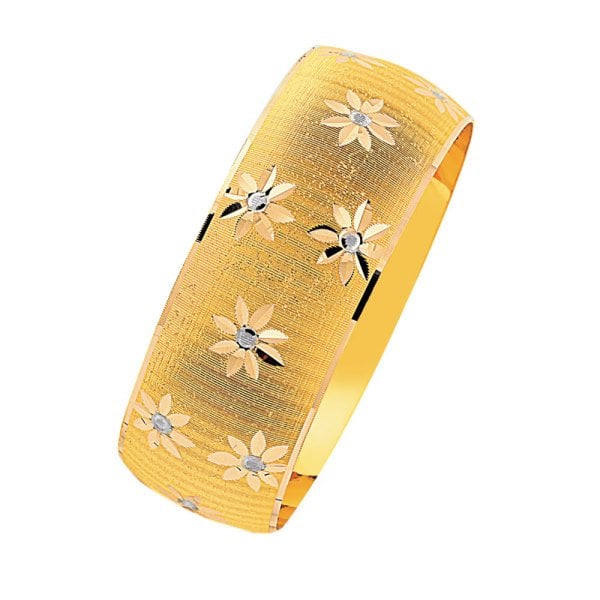 Mega Bilezik 14 Ayar Altın Çiçekli Model 25 Gram