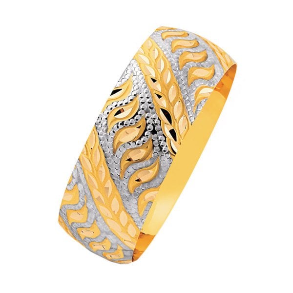 Mega Bilezik 14 Ayar Altın Yapraklı Model 25 Gram