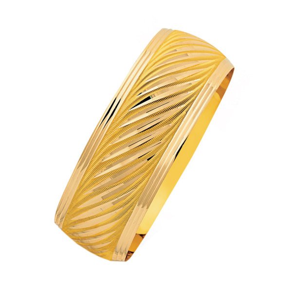 Geniş Bilezik 14 Ayar Altın Kalemli Model 25 Gram