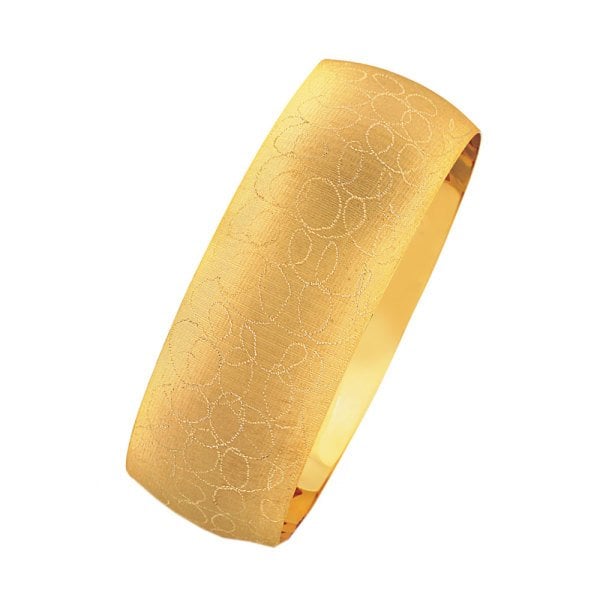 Geniş Bilezik 14 Ayar Altın 25 Gram Desenli Simli Model