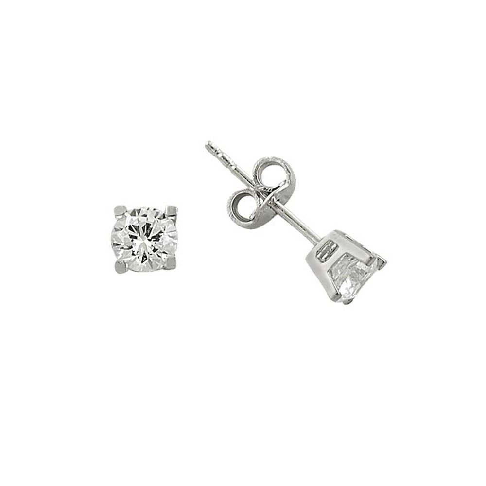 Tek taş Küpe Beyaz Altın 14 Ayar 1.47 Gram