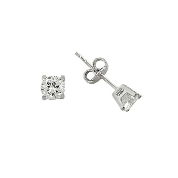 Tek taş Küpe Beyaz Altın 14 Ayar 1.47 Gram