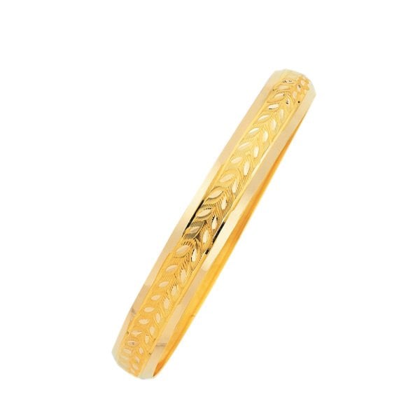 Yaprak Desenli Hediyelik Altın Bilezik 14 Ayar 7 Gram