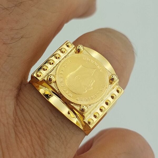 22 Ayar Ata Çeyrek Altınlı Erkek Şövalye Yüzük