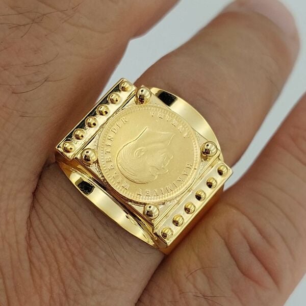 22 Ayar Ata Çeyrek Altınlı Erkek Şövalye Yüzük