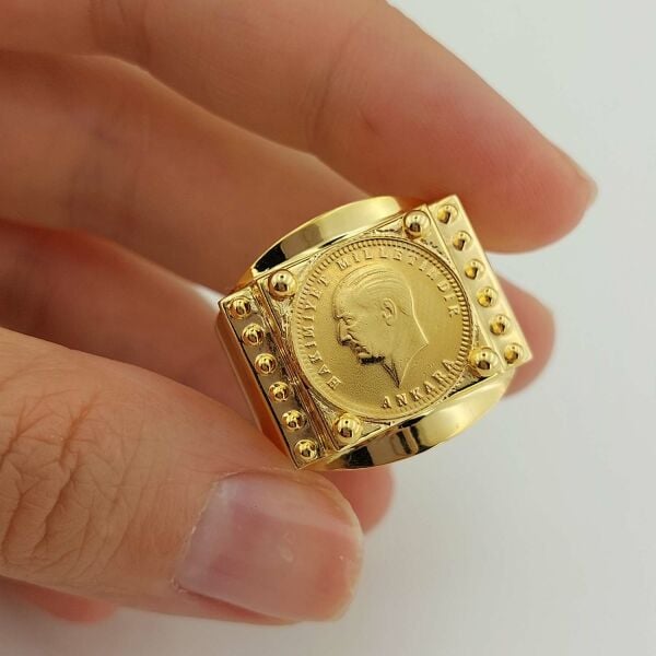 22 Ayar Ata Çeyrek Altınlı Erkek Şövalye Yüzük
