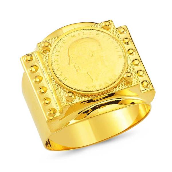 22 Ayar Ata Tam Altınlı Erkek Şövalye Yüzük
