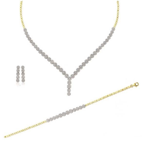 Papatya Model Taşlı Altın Set 20 Gram
