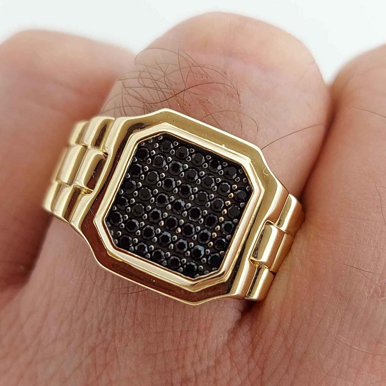 Altın Erkek Yüzük Siyah Taşlı 7.72 Gram
