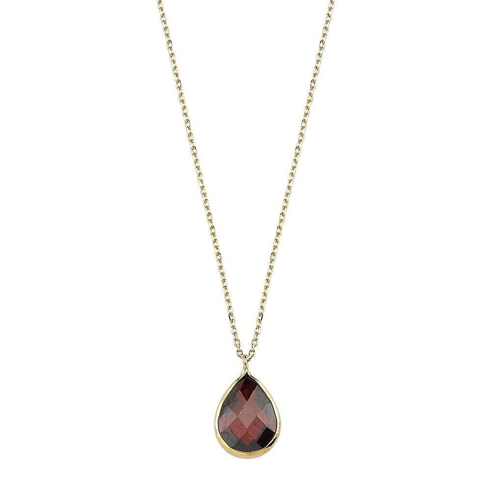 Altın Zincir Kolye Bordo Taşlı 14 Ayar 1.10 Gram