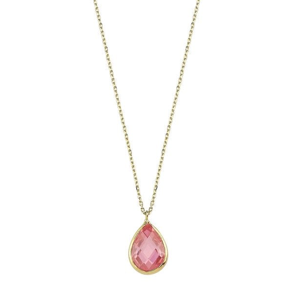 Altın Kolye Pembe Taşlı 14 Ayar 1.10 Gram