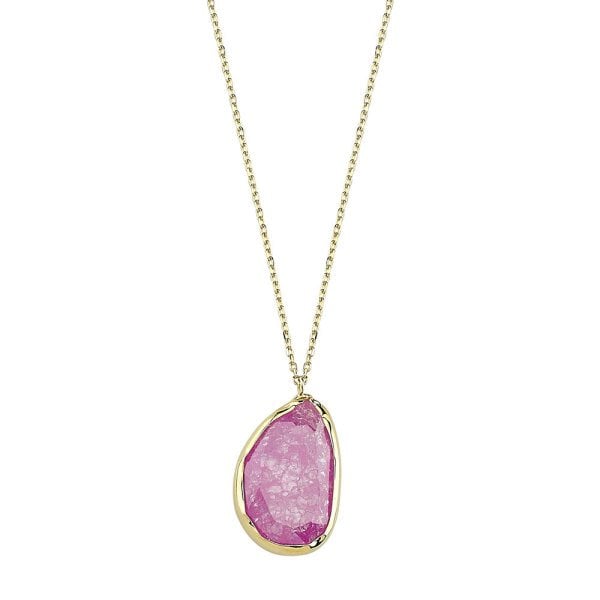 Altın Kolye Pembe Taşlı 14 Ayar 1.50 Gram