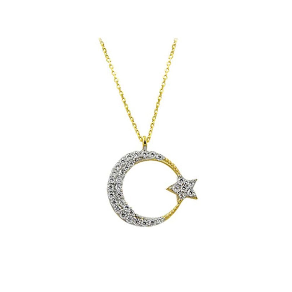 Altın Ay Yıldız Kolye 14 Ayar 2.80 Gram
