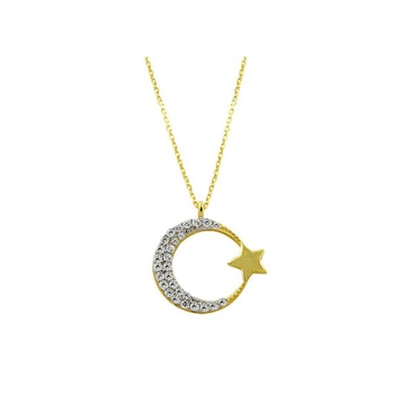 Altın Ay Yıldız Kolye 14 Ayar 2.03 Gram