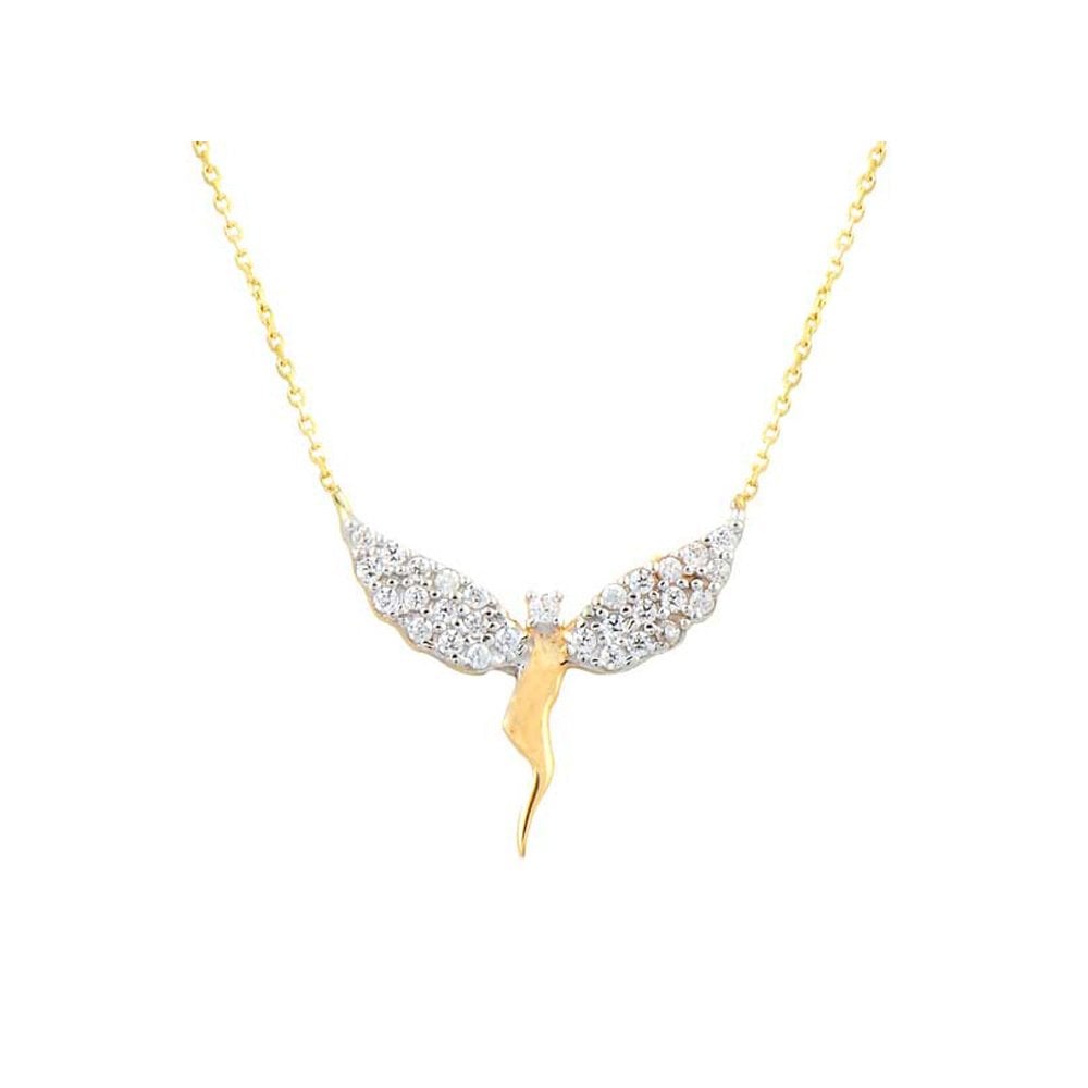 Taşlı Melek Kolye 2.00 Gram 14 Ayar Altın